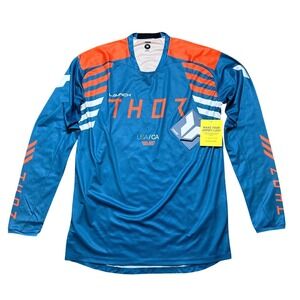 Thor Motocross Launch mode Jersey Long Sleeve Blue Orange White USA CA Size M